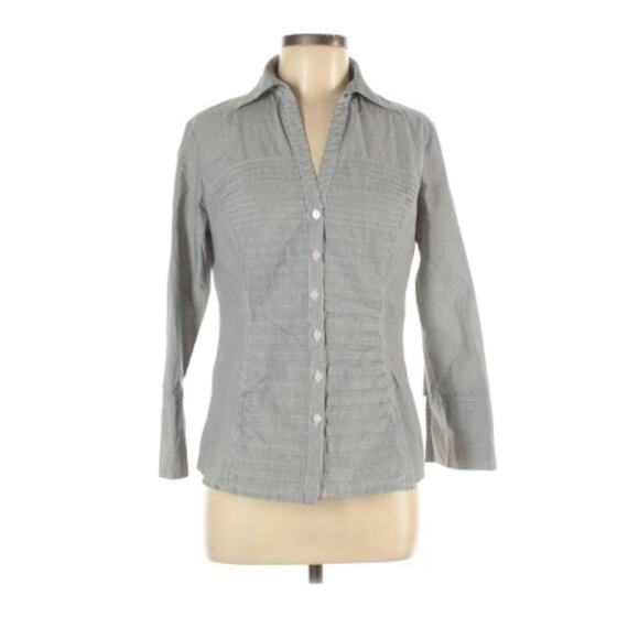 Zac & Rachel Striped 3/4 Sleeve Gray Button Down Shirt Size M - Picture 1 of 5